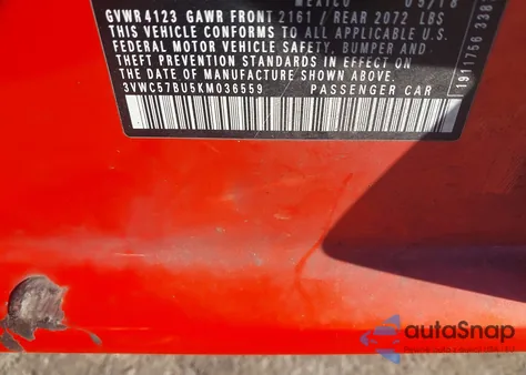 2019 Volkswagen Jetta 1.4T R-Line/1.4T S/1.4T Se from USA, damaged, VIN 3VWC57BU5KM036559